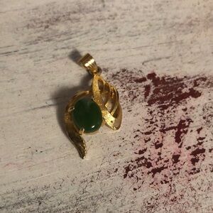 Faux Gold & Genuine Jade Pendant